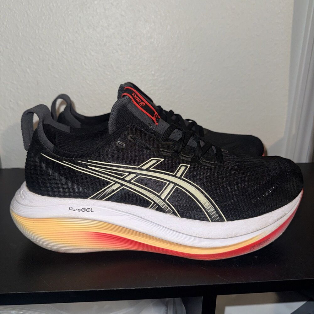 Asics Gel Nimbus 27 Running Shoes Mens 10 Wide Black Sneaker Gym Lightweight